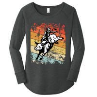 Bull Riding For Vintage Cow Rodeo Women's Perfect Tri Tunic Long Sleeve Shirt