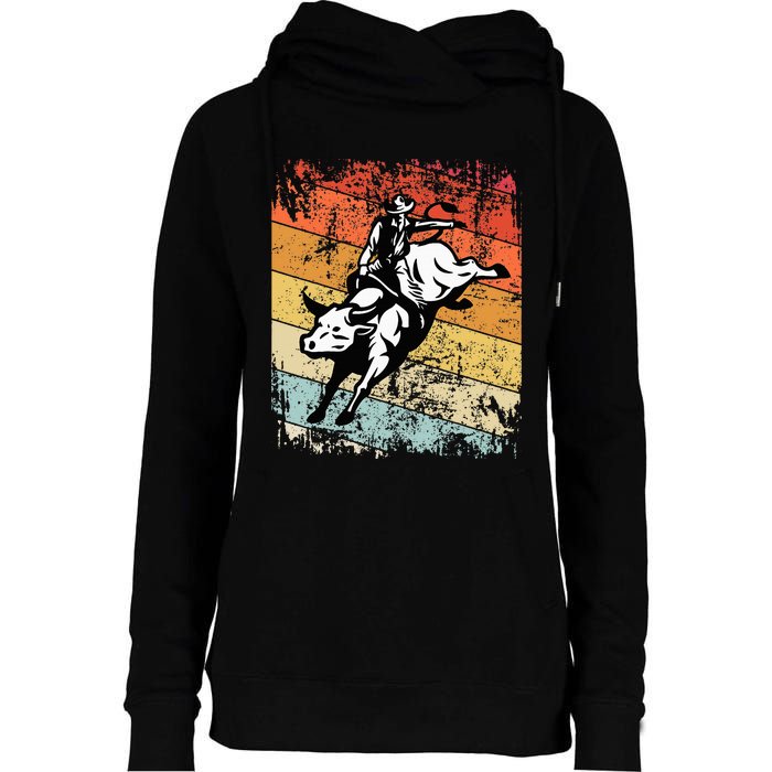 Bull Riding For Vintage Cow Rodeo Womens Funnel Neck Pullover Hood