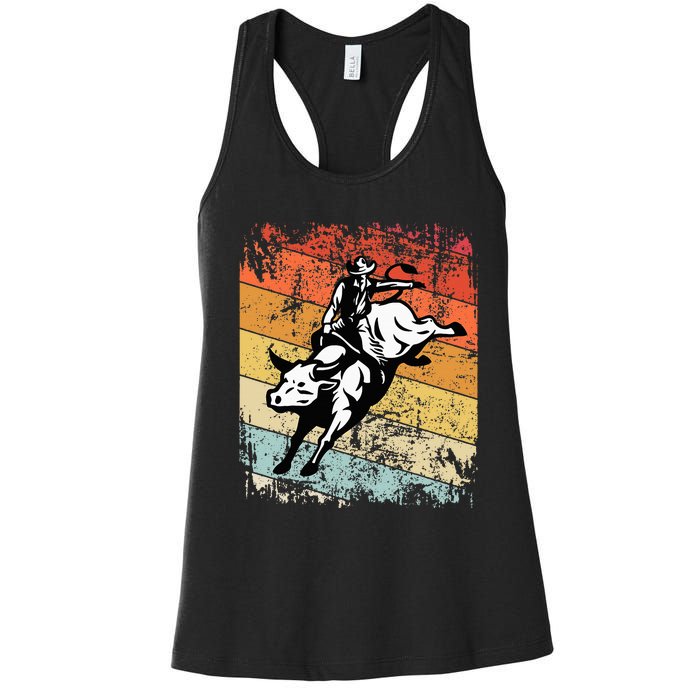 Bull Riding For Vintage Cow Rodeo Women's Racerback Tank