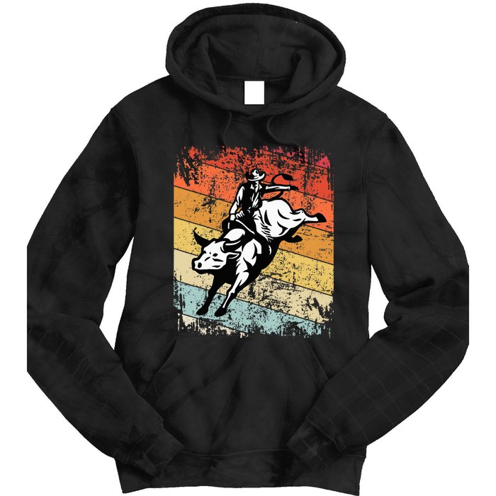 Bull Riding For Vintage Cow Rodeo Tie Dye Hoodie