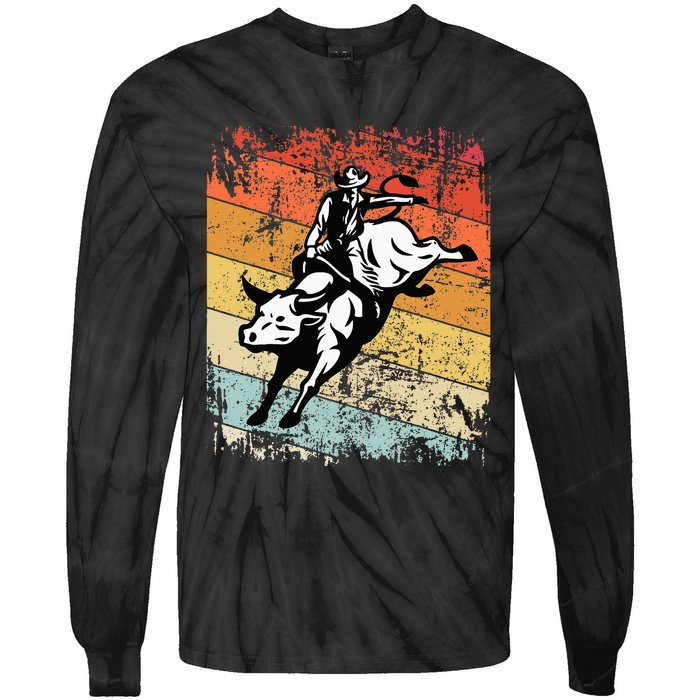 Bull Riding For Vintage Cow Rodeo Tie-Dye Long Sleeve Shirt