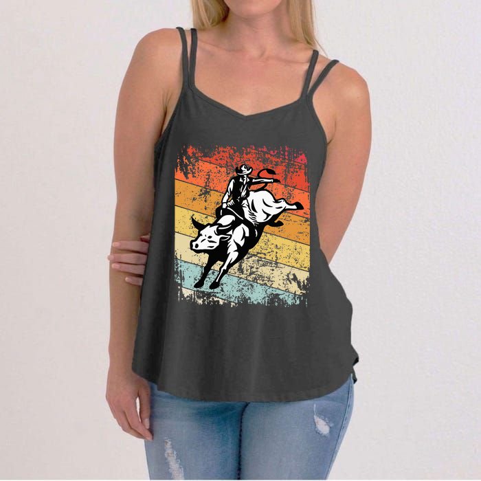 Bull Riding For Vintage Cow Rodeo Women's Strappy Tank