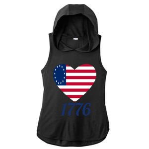 Betsy Ross Flag 1776 Land Of The Free American Tribute Gift Ladies PosiCharge Tri-Blend Wicking Draft Hoodie Tank