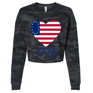 Betsy Ross Flag 1776 Land Of The Free American Tribute Gift Cropped Pullover Crew