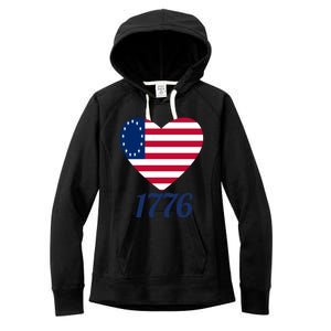 Betsy Ross Flag 1776 Land Of The Free American Tribute Gift Women's Fleece Hoodie