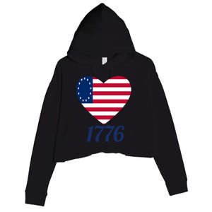 Betsy Ross Flag 1776 Land Of The Free American Tribute Gift Crop Fleece Hoodie