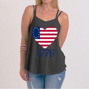 Betsy Ross Flag 1776 Land Of The Free American Tribute Gift Women's Strappy Tank