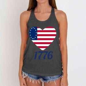 Betsy Ross Flag 1776 Land Of The Free American Tribute Gift Women's Knotted Racerback Tank