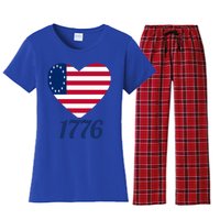 Betsy Ross Flag 1776 Land Of The Free American Tribute Gift Women's Flannel Pajama Set