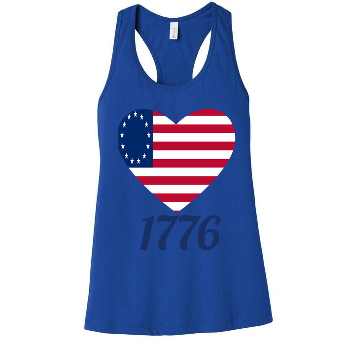 Betsy Ross Flag 1776 Land Of The Free American Tribute Gift Women's Racerback Tank