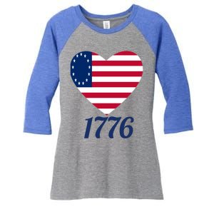 Betsy Ross Flag 1776 Land Of The Free American Tribute Gift Women's Tri-Blend 3/4-Sleeve Raglan Shirt