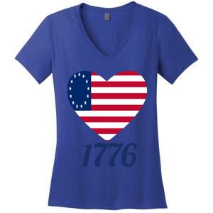 Betsy Ross Flag 1776 Land Of The Free American Tribute Gift Women's V-Neck T-Shirt