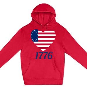 Betsy Ross Flag 1776 Land Of The Free American Tribute Gift Premium Pullover Hoodie