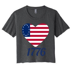 Betsy Ross Flag 1776 Land Of The Free American Tribute Gift Women's Crop Top Tee