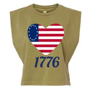 Betsy Ross Flag 1776 Land Of The Free American Tribute Gift Garment-Dyed Women's Muscle Tee