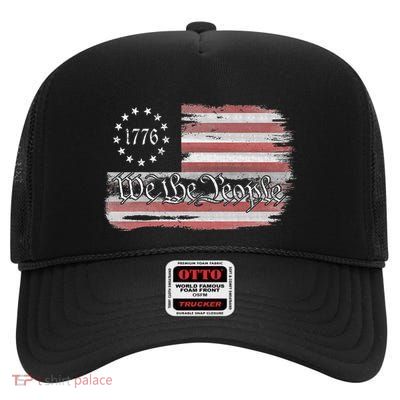 Betsy Ross Flag 1776 We The People High Crown Mesh Back Trucker Hat