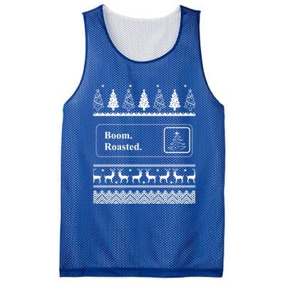 Boom Roasted Funny Office Party Ugly Christmas Funny Gift Mesh Reversible Basketball Jersey Tank