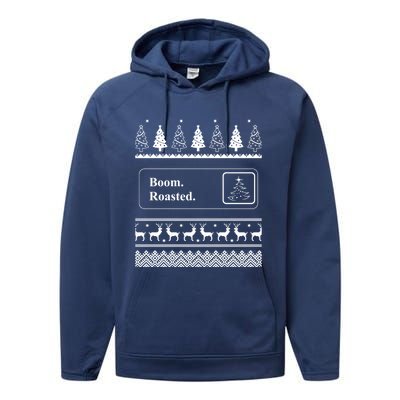 Boom Roasted Funny Office Party Ugly Christmas Funny Gift Performance Fleece Hoodie