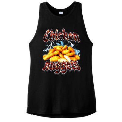 Bootleg Rap Funny Chicken Nuggets Vintage 90s Heavy Metal Ladies PosiCharge Tri-Blend Wicking Tank