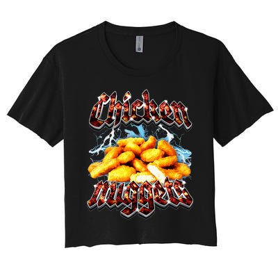 Bootleg Rap Funny Chicken Nuggets Vintage 90s Heavy Metal Women's Crop Top Tee