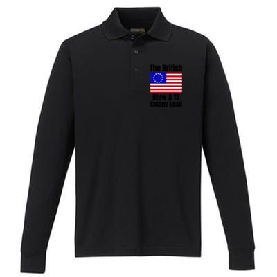 Betsy Ross Flag The British Blew A 13 Colony Lead Performance Long Sleeve Polo