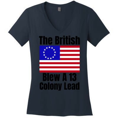 Betsy Ross Flag The British Blew A 13 Colony Lead Women's V-Neck T-Shirt