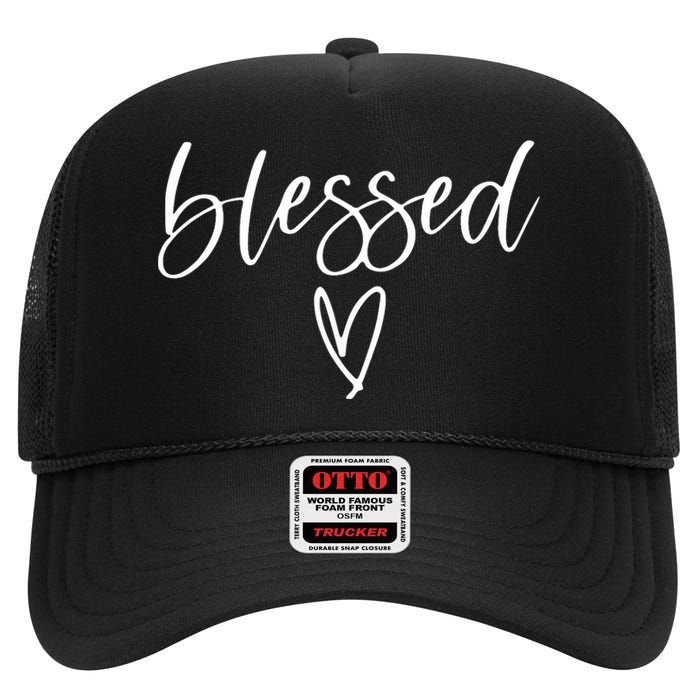 Blessed Religious Faith Christian Tee Gifts For High Crown Mesh Back Trucker Hat