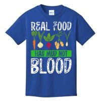 Backprint Real Food Has Mud Not Blood Veganism Gift Kids T-Shirt