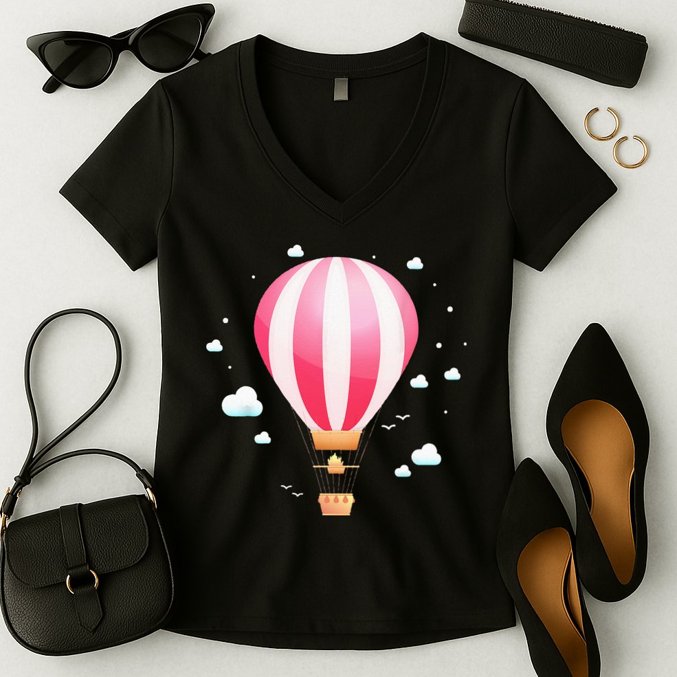 Balloon Ride Festival Hot Air Balloon Pilot Hot Air Balloon Women's V-Neck T-Shirt