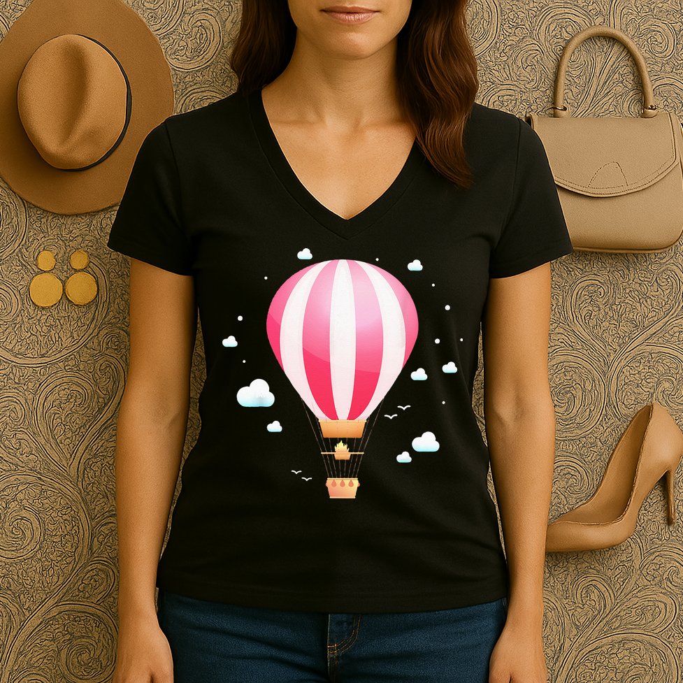 Balloon Ride Festival Hot Air Balloon Pilot Hot Air Balloon Women's V-Neck T-Shirt