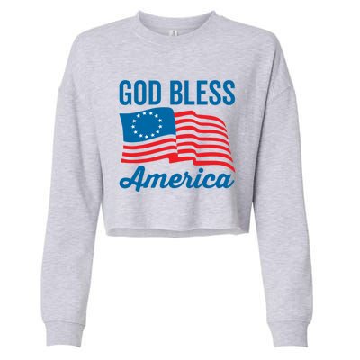 Betsy Ross Flag Usa Live Free 1776 God Bless America Gift Cropped Pullover Crew