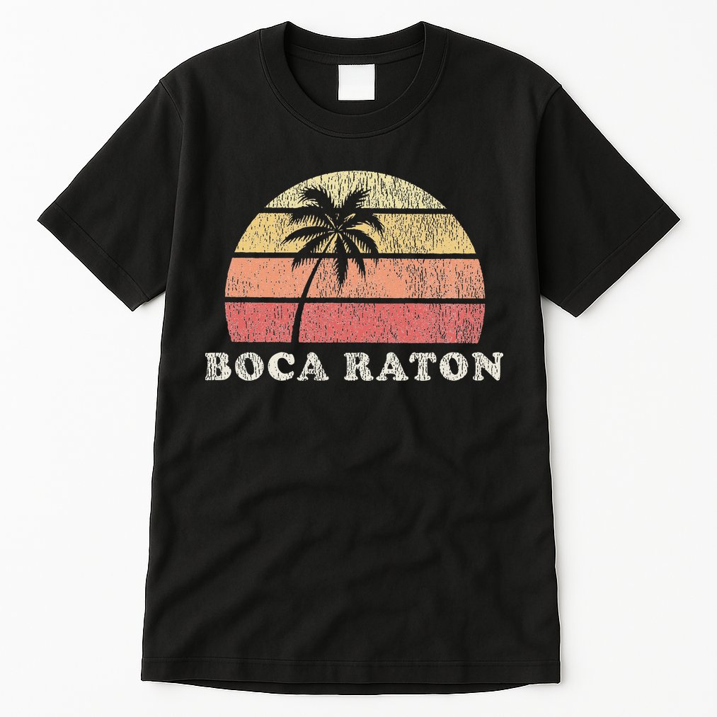 Boca Raton Fl Vintage 70s Retro Throwback Design Tall T-Shirt