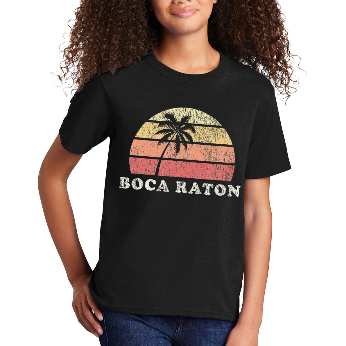 Boca Raton Fl Vintage 70s Retro Throwback Design Kids T-Shirt