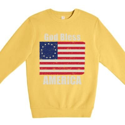 Betsy Ross Flag 1776 Revolutionary War God Bless America Funny Gift Premium Crewneck Sweatshirt