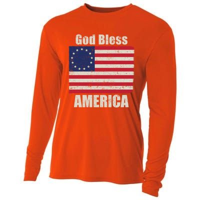 Betsy Ross Flag 1776 Revolutionary War God Bless America Funny Gift Cooling Performance Long Sleeve Crew