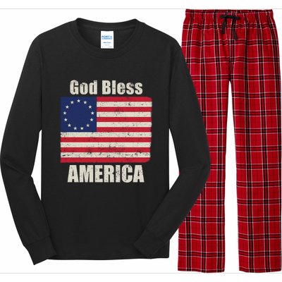 Betsy Ross Flag 1776 Revolutionary War God Bless America Funny Gift Long Sleeve Pajama Set