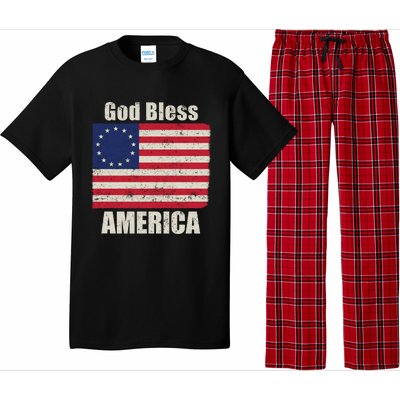 Betsy Ross Flag 1776 Revolutionary War God Bless America Funny Gift Pajama Set