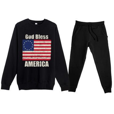 Betsy Ross Flag 1776 Revolutionary War God Bless America Funny Gift Premium Crewneck Sweatsuit Set