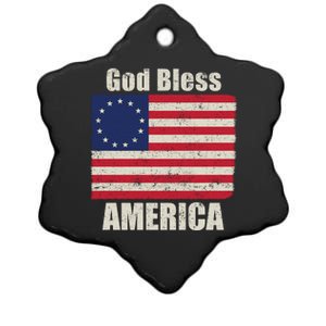 Betsy Ross Flag 1776 Revolutionary War God Bless America Funny Gift Ceramic Star Ornament