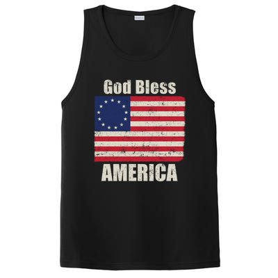 Betsy Ross Flag 1776 Revolutionary War God Bless America Funny Gift PosiCharge Competitor Tank