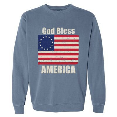 Betsy Ross Flag 1776 Revolutionary War God Bless America Funny Gift Garment-Dyed Sweatshirt