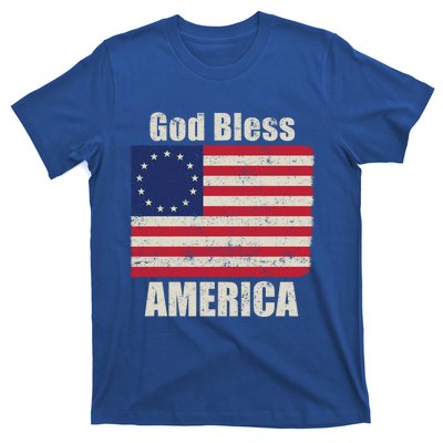 Betsy Ross Flag 1776 Revolutionary War God Bless America Funny Gift T-Shirt