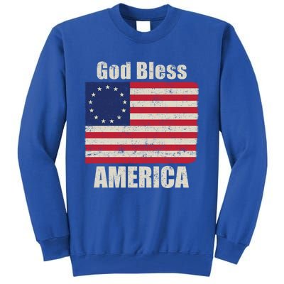 Betsy Ross Flag 1776 Revolutionary War God Bless America Funny Gift Tall Sweatshirt