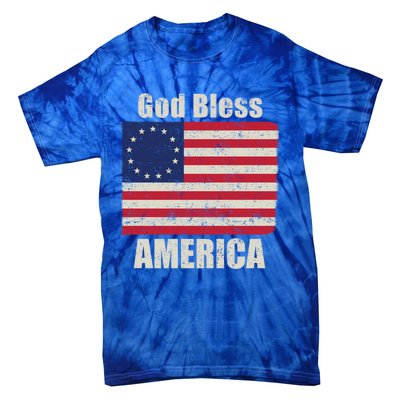 Betsy Ross Flag 1776 Revolutionary War God Bless America Funny Gift Tie-Dye T-Shirt