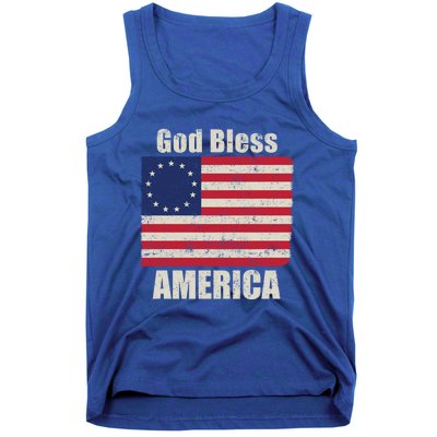 Betsy Ross Flag 1776 Revolutionary War God Bless America Funny Gift Tank Top