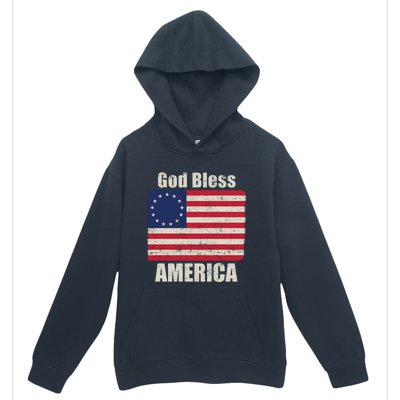 Betsy Ross Flag 1776 Revolutionary War God Bless America Funny Gift Urban Pullover Hoodie