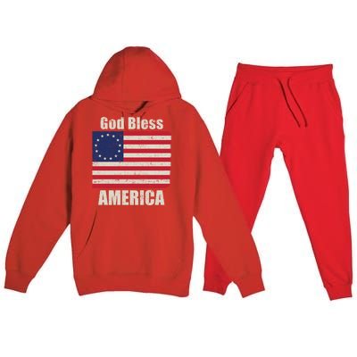 Betsy Ross Flag 1776 Revolutionary War God Bless America Funny Gift Premium Hooded Sweatsuit Set