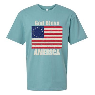 Betsy Ross Flag 1776 Revolutionary War God Bless America Funny Gift Sueded Cloud Jersey T-Shirt