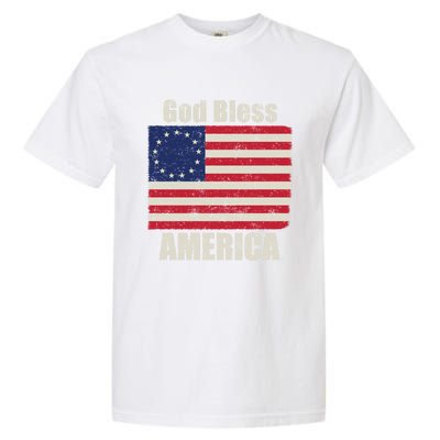 Betsy Ross Flag 1776 Revolutionary War God Bless America Funny Gift Garment-Dyed Heavyweight T-Shirt