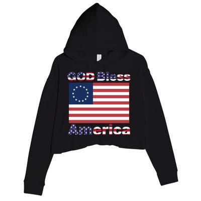 Betsy Ross Flag Great Gift Usa Patriotic God Bless America Funny Gift Crop Fleece Hoodie